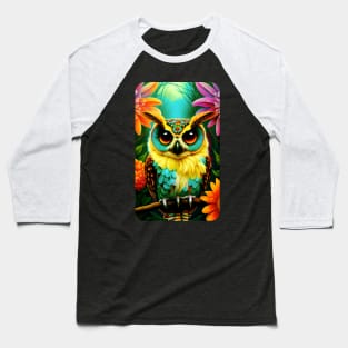 Night Owl Graphic Art Baseball T-Shirt